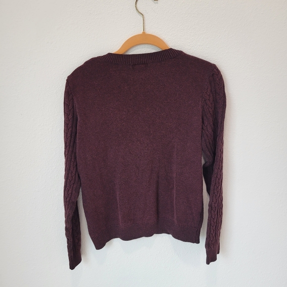 H&M Deep Maroon Cable Knit Crew Neck Sweater Women’s M - Picture 4 of 4
